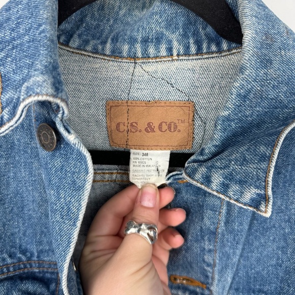 C.S & CO. Patchwork Denim Jean Button Up Jacket - Picture 3 of 3